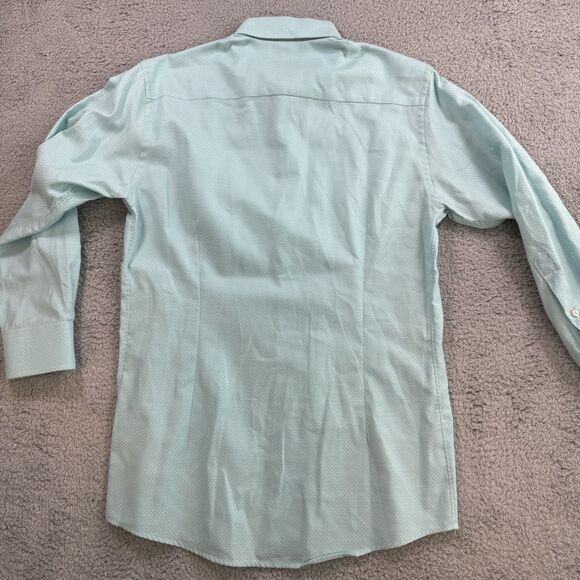 Eton Shirt Mens M 16.5 39 Blue Long Sleeve Button Up Cotton Slim Fit Dress - Picture 8 of 9